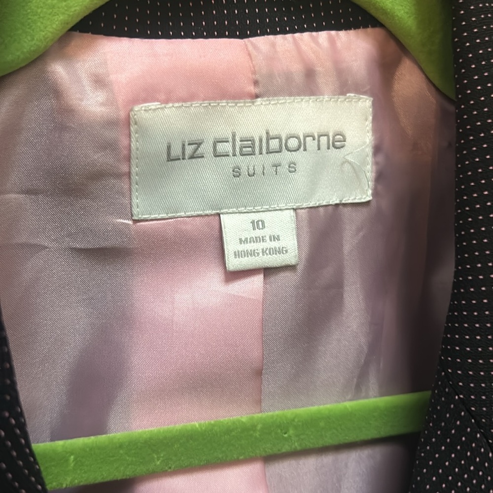 Liz Claiborne suit jacket. Navy and pink with bow detail - Picture 3 of 3